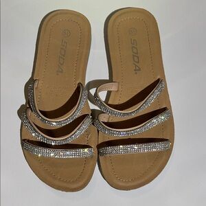 Soda Brown Rhinestone Women's Sandals